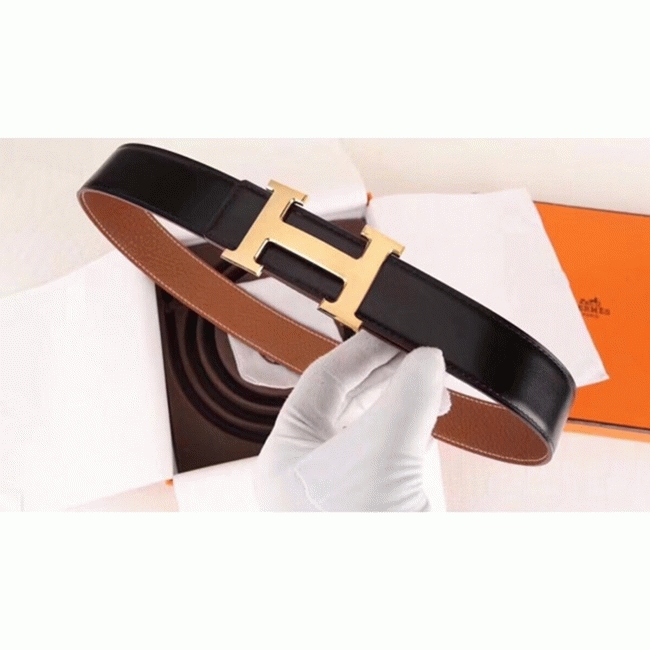 Fake Hermes H-shaped belt buckle in brown angle 5