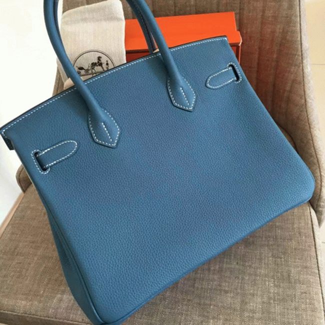 Affordable Blue Jean Hermes Birkin 30cm Replica Bag angle 3