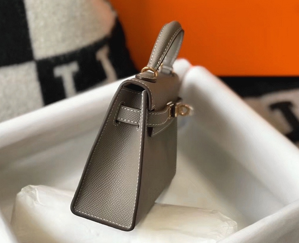Hermes Kelly Mini II Bag Fake in Gris Asphalt angle 4