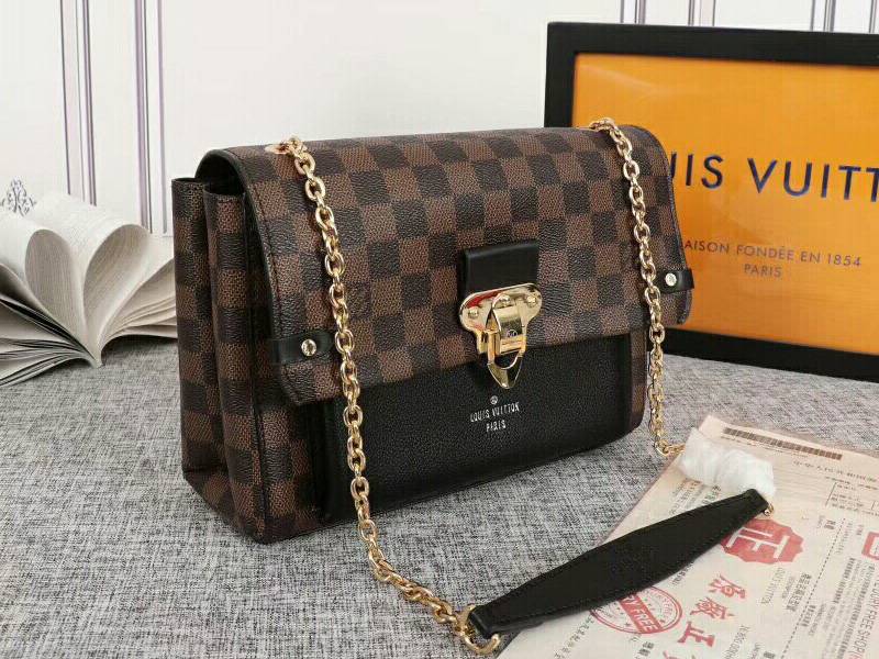 Louis Vuitton Damier Ebene Canvas Vavin PM Bag In Black angle 2