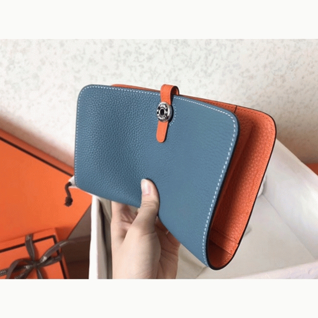 Jean orange fake Hermes Dogon duo wallet angle 5