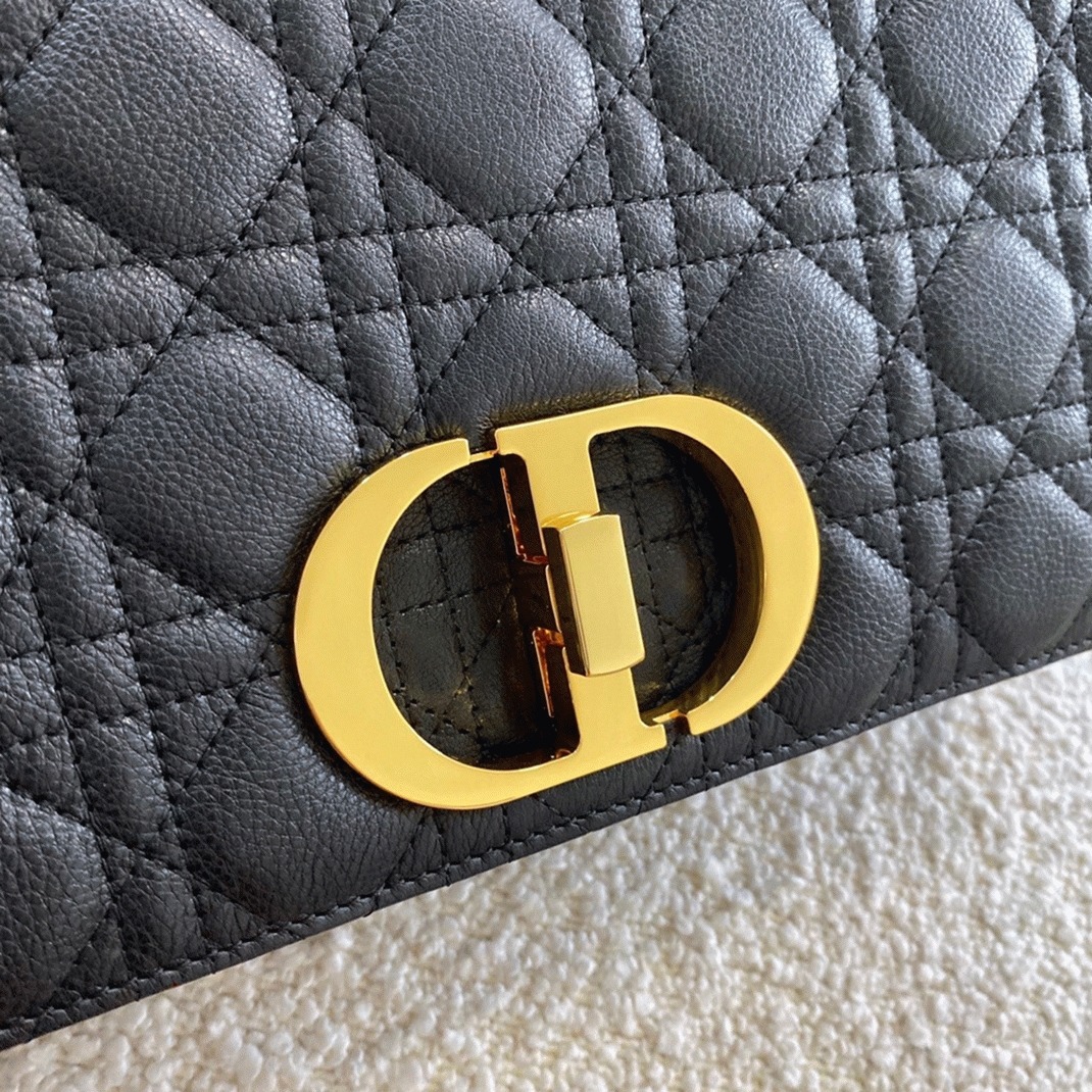 Dior Caro Large Bag Fake in Black angle 4