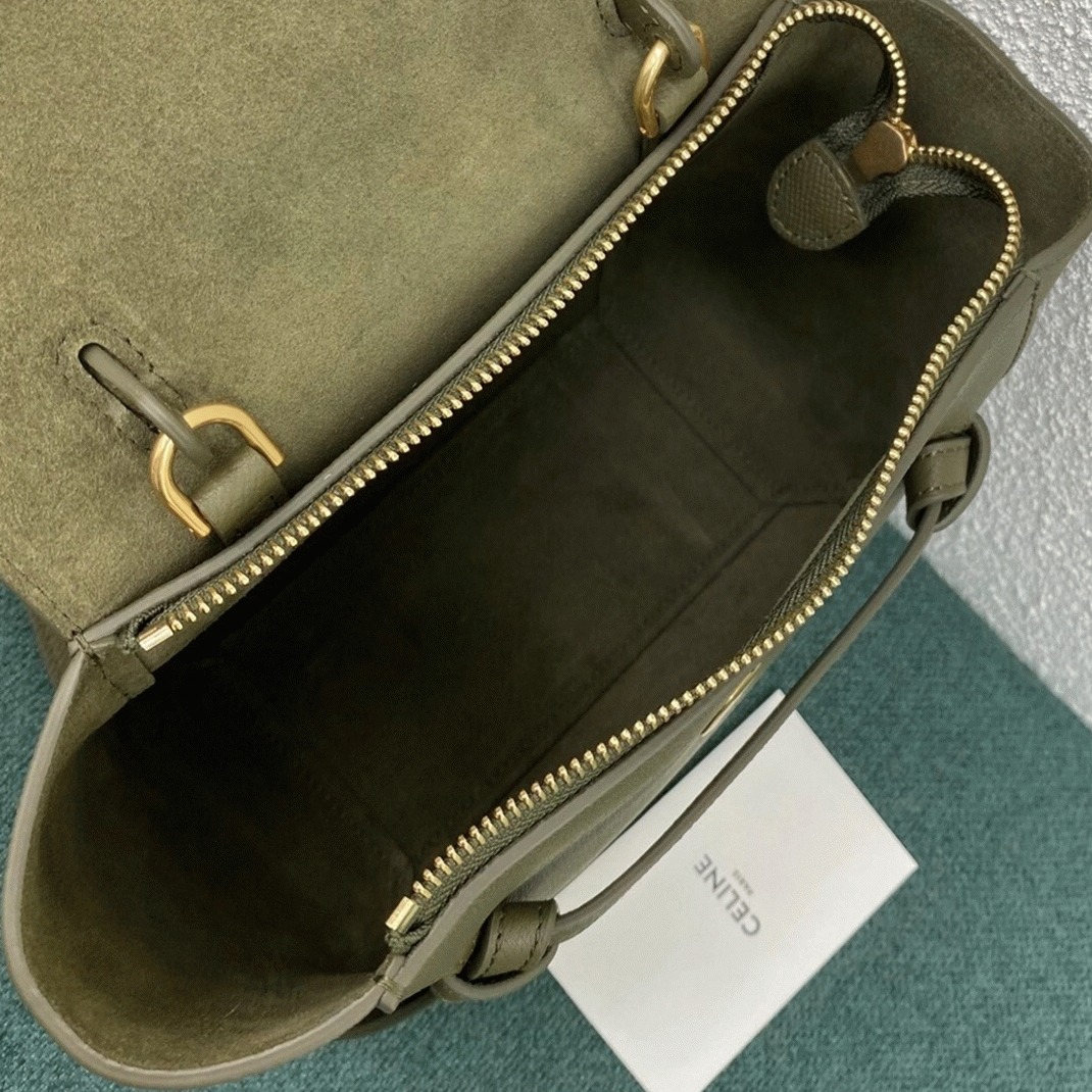 Celine Belt Nano Bag Fake in Army Green angle 3