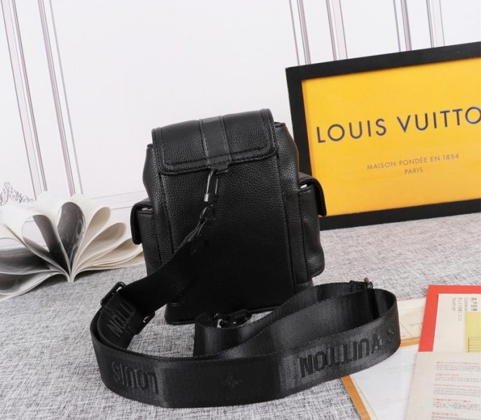 Louis Vuitton Taurillon Leather Christopher XS Backpack In Black angle 3