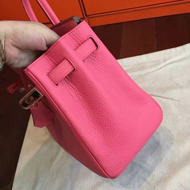 Rose Lipstick Colored Hermes Birkin 25cm Copy Bag angle 4