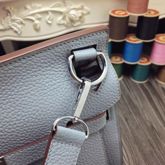 Blue lin fake designer Hermes Jypsiere 31cm handbag angle 3