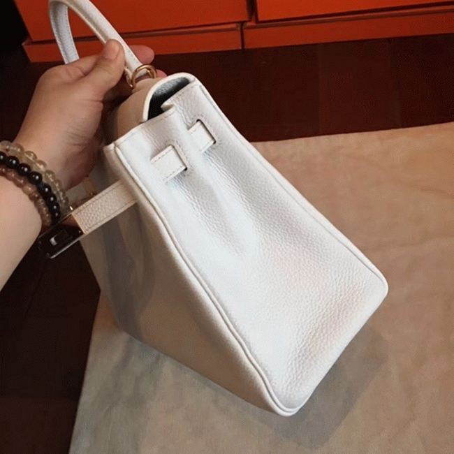 White Clemence Replica Designer Kelly Retourne 32cm Hermes Handbag angle 3
