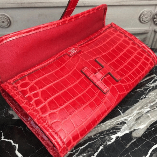 Red fake Hermes Jige Elan 29 clutch bag angle 4