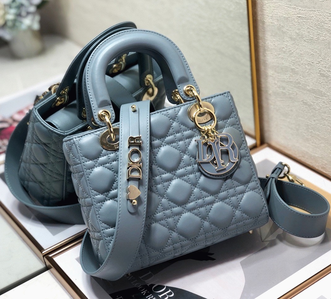 Dior Small Lady Dior My ABCDior Bag Replica in Sky Blue angle 2