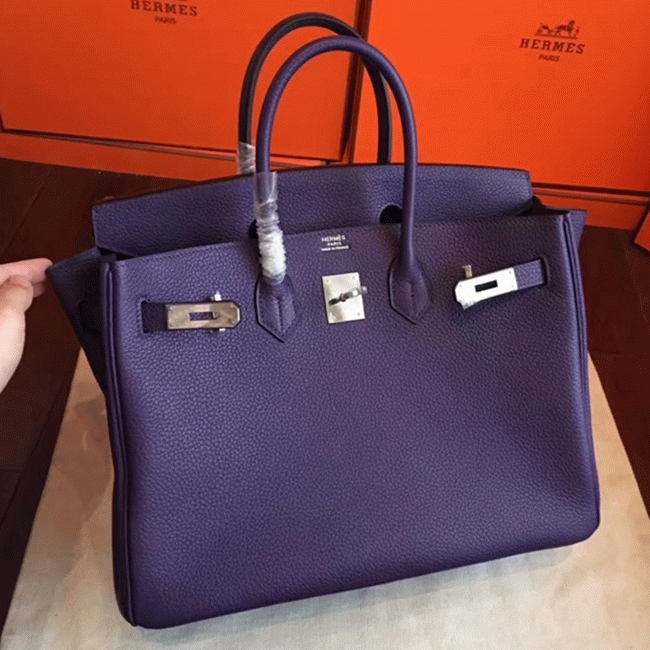Iris Tone Faux Hermes Birkin 35CM Designer Handbag angle 4