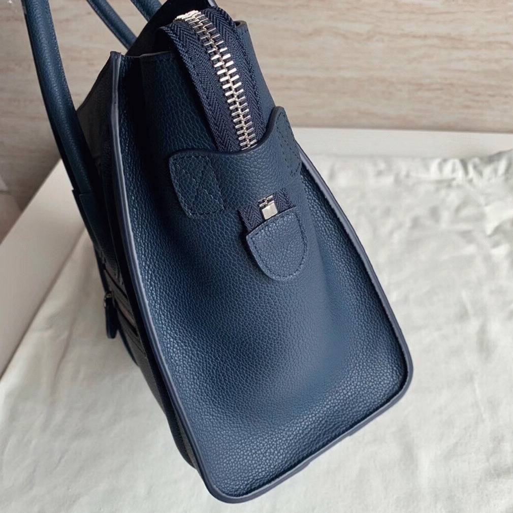 Celine Micro Luggage Tote Bag Imitation in Navy Blue angle 2