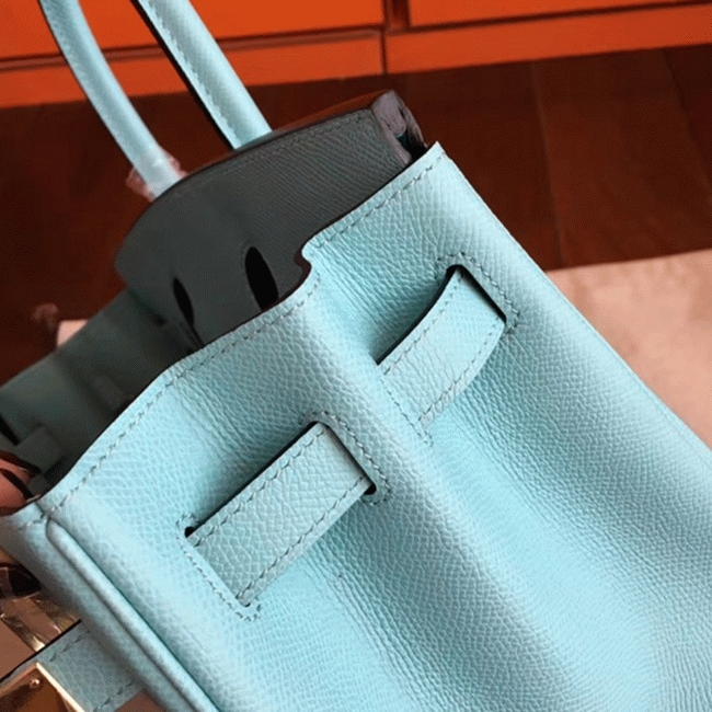 Blue Atoll Color Faux Designer Hermes Birkin 35cm Handbag angle 5