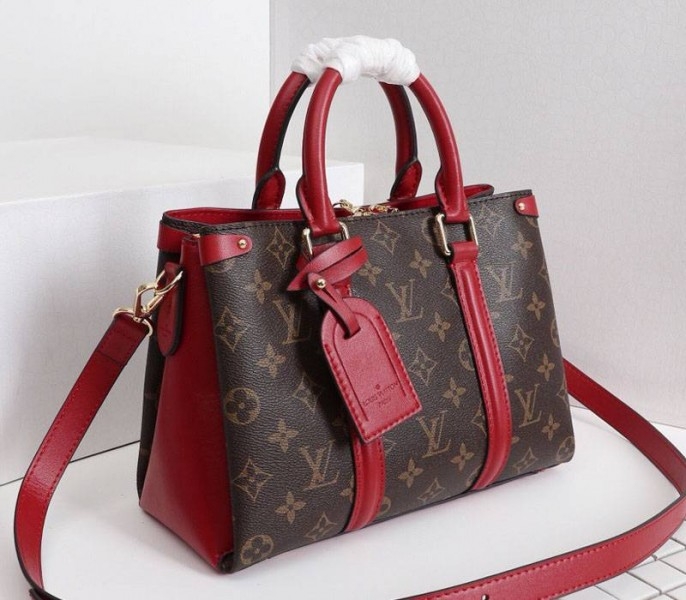 Louis Vuitton Monogram Canvas Soufflot BB Bag In Cerise Red angle 2