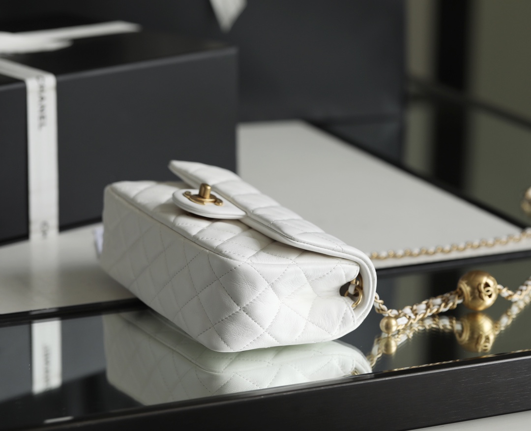 Chanel classic flap mini with golden ball angle 5