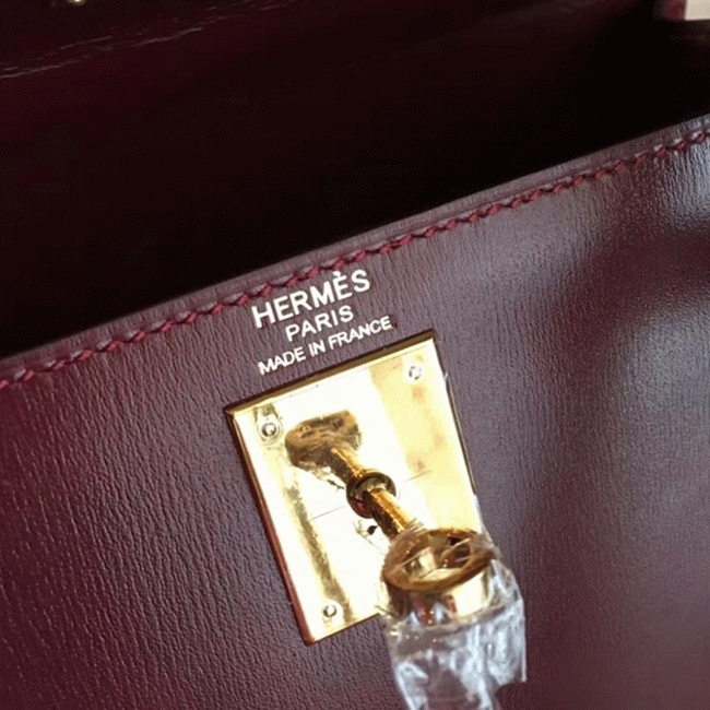 Bordeaux Box Fake Designer Hermes Kelly Retourne 28cm Vintage-Inspired Bag angle 2