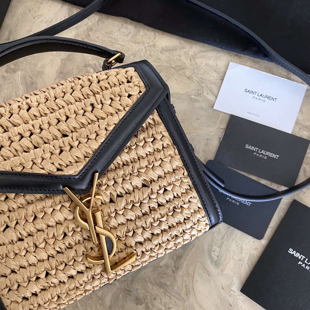 KAIA MIDDLE SATCHEL IN RAFFIA AND LEATHER angle 3