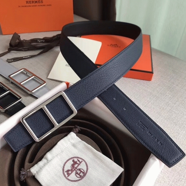 Replica Hermes Officier belt buckle in navy blue angle 2