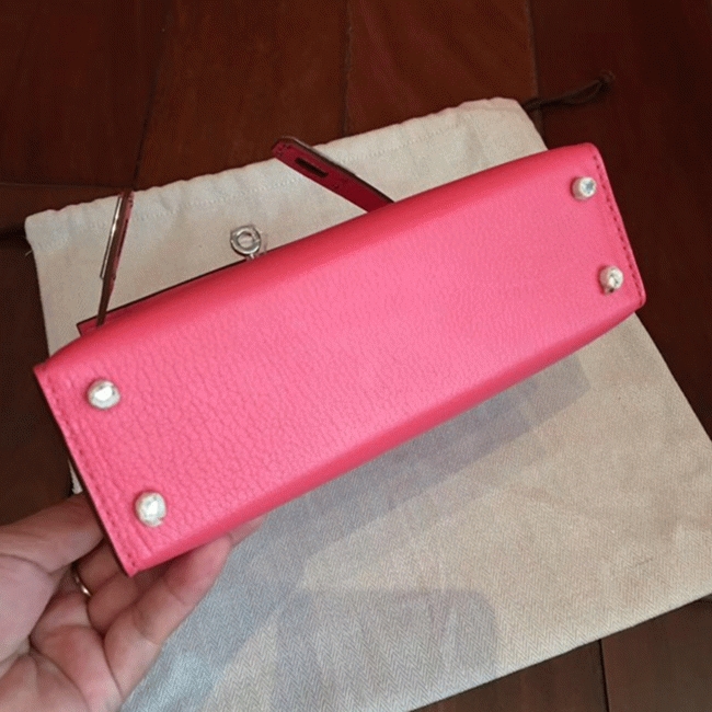Rose Lipstick Chevre Faux Designer Hermes Kelly 20CM Bag angle 3
