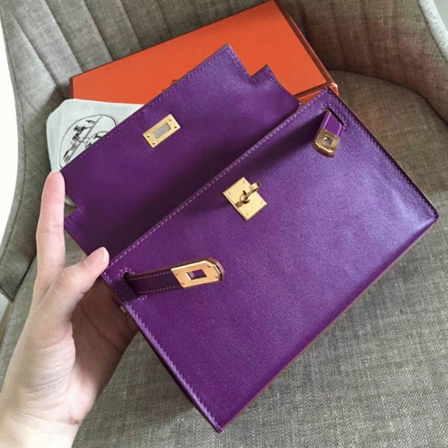 Cyclamen Swift Fake Hermes Kelly Pochette Feminine Clutch angle 4