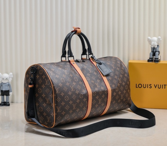 LV Monogram Canvas Keepall Bandouliere 50 With Jacquard Strap angle 2