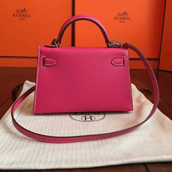 Rose Red Epsom Copy Faux Hermes Kelly 20cm Handbag angle 2