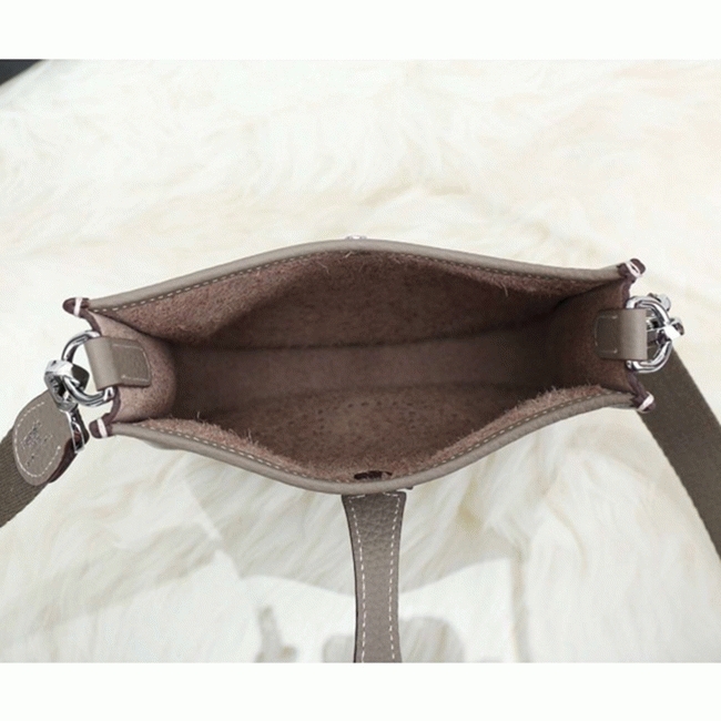 Etoupe Clemence Leather Knockoff Hermes Evelyne II TPM Messenger Bag angle 2