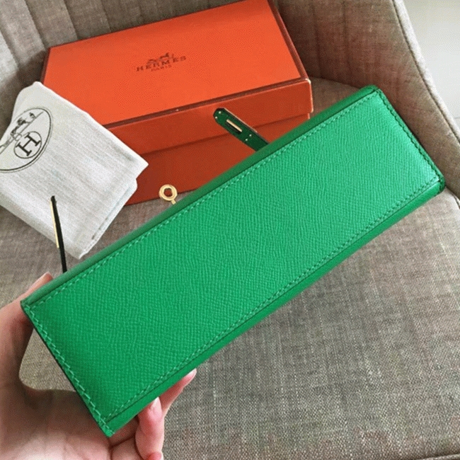 Bamboo Epsom Knockoff Hermes Kelly Pochette Nature-Tone Bag angle 3
