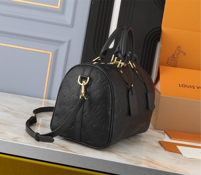Louis Vuitton Monogram Empreinte Speedy Soft 30 Handbag In Black angle 4