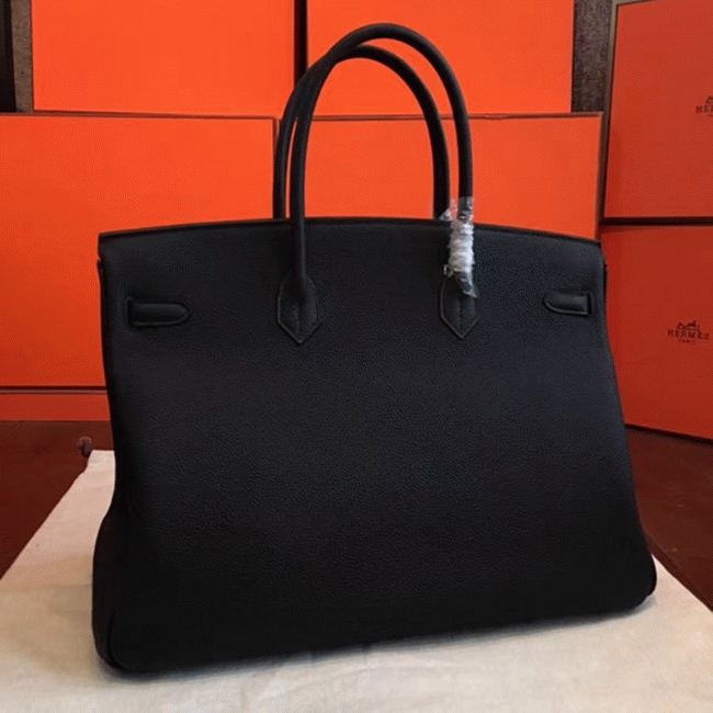 Black Replica Hermes Birkin 40cm Oversized Handbag angle 5