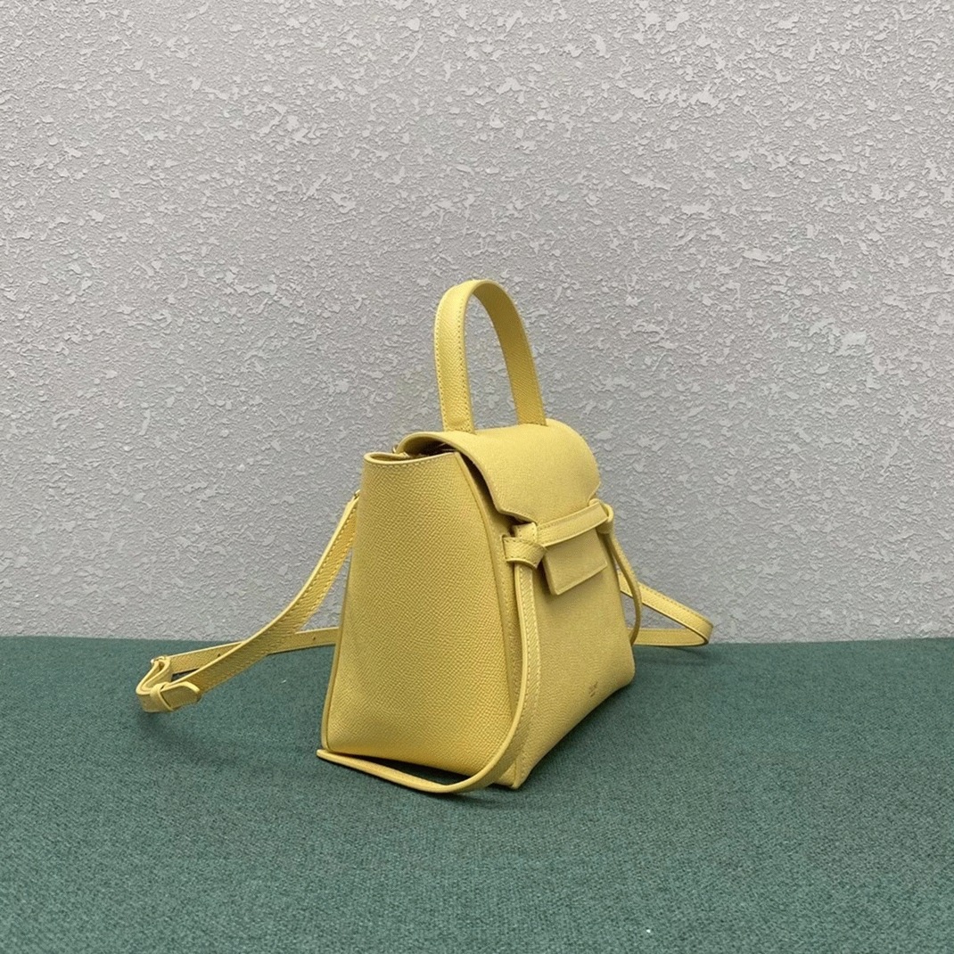 Celine Belt Nano Bag Fake in Yellow angle 2