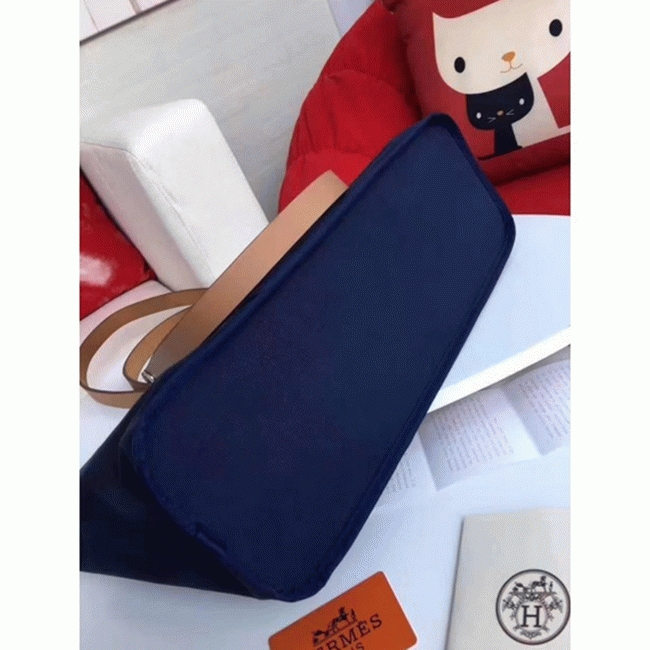 Dark Blue Canvas Knockoff Hermes Cabag Elan Casual Tote angle 5