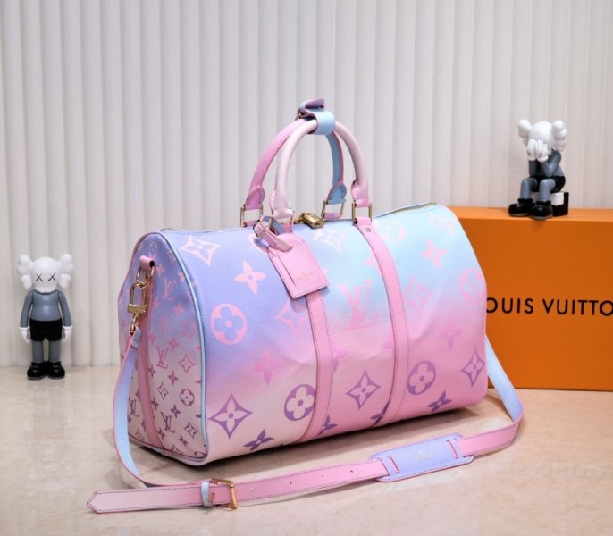 Louis Vuitton Spring 2022 Keepall 45 Luggage In Sunrise Pastel angle 2