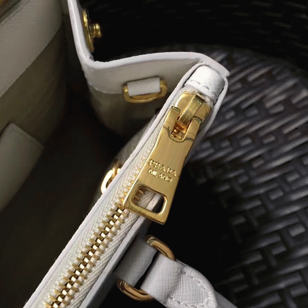 White Prada Galleria Medium Bag Replica angle 4