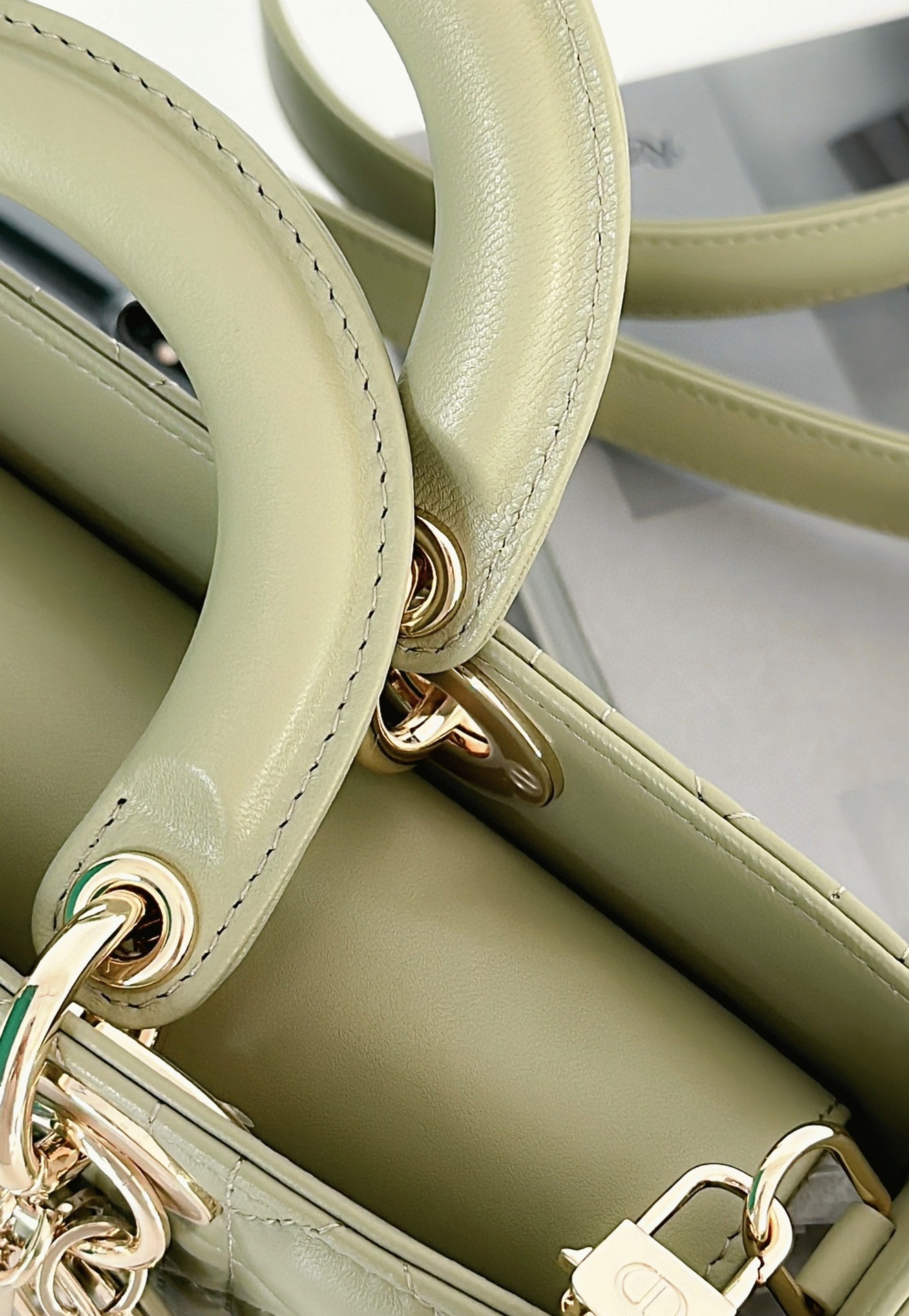 Dior Lady D-Joy Medium Bag Knockoff in Ethereal Green Cannage Lambskin angle 4