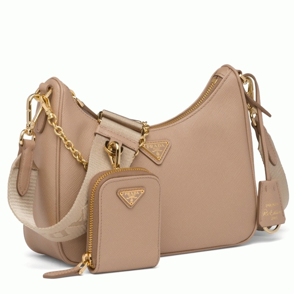 Prada Re-Edition Shoulder Bag Replica in Beige