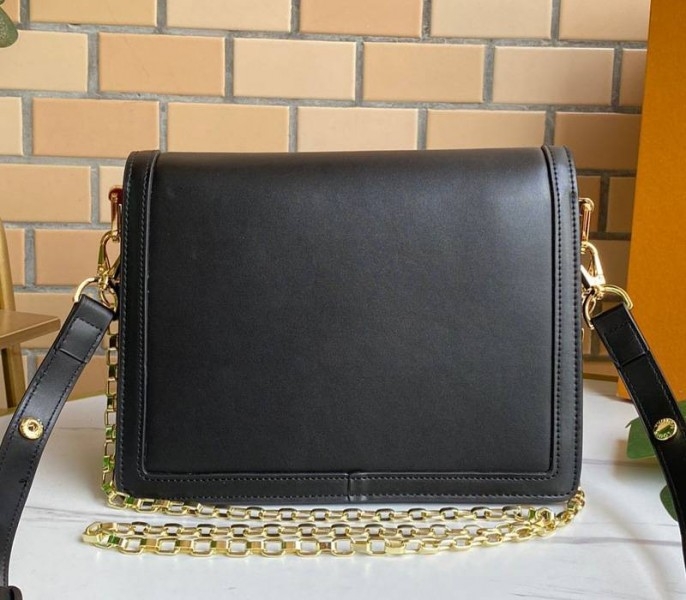 Louis Vuitton Dauphine Lugano MM Bag In Black angle 3