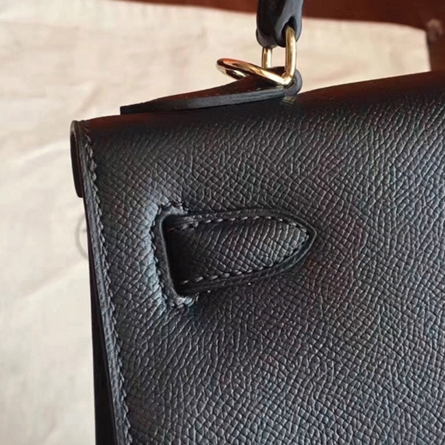 Black Epsom Fake Hermes Kelly Sellier 28cm Stylish Handbag angle 2