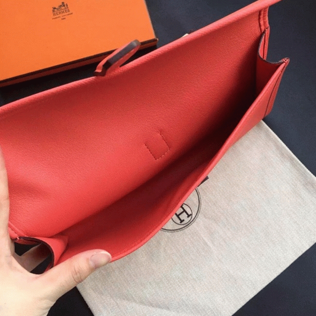 Flamingo replica luxury Hermes Jige Elan clutch bag angle 2