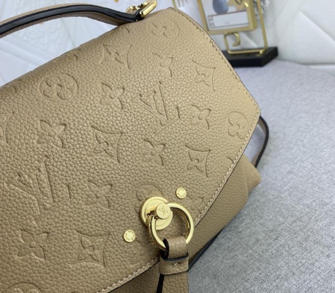 Louis Vuitton Monogram Empreinte Leather Blanche BB Handbag In Beige angle 3