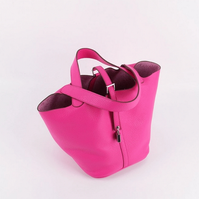 Rose red fake Hermes Picotin Lock handbag angle 4