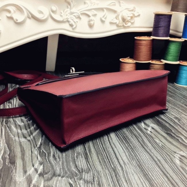 Bordeaux Swift Leather Knockoff Hermes Kelly Danse Elegant Bag angle 4