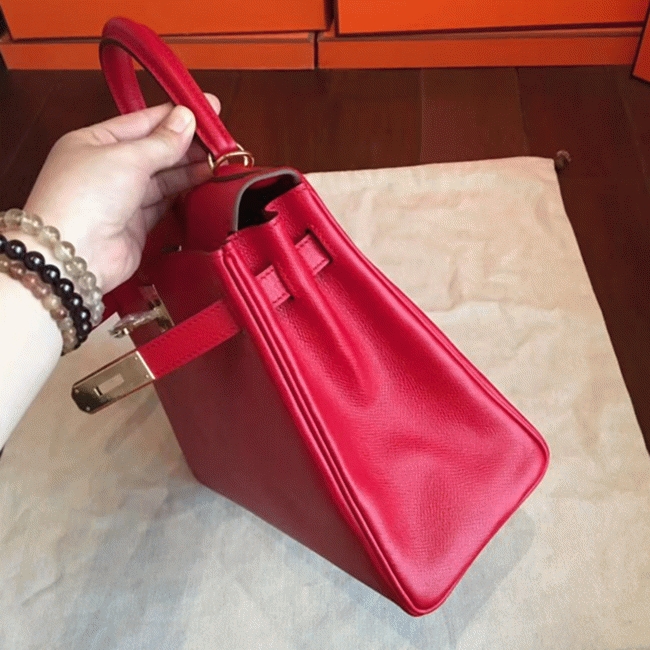 Red Epsom Replica Hermes Kelly 32cm Sellier Classic Bag angle 4