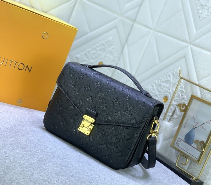 LV Monogram Empreinte Leather Metis In Black M41487 angle 2