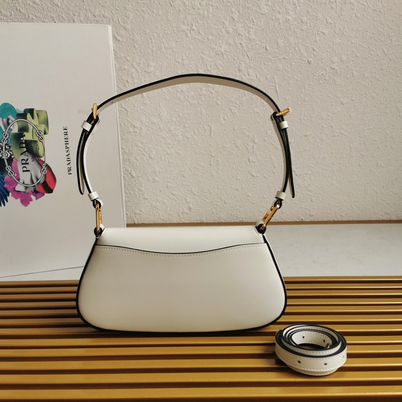 Prada Shoulder Bag Knockoff in White angle 2