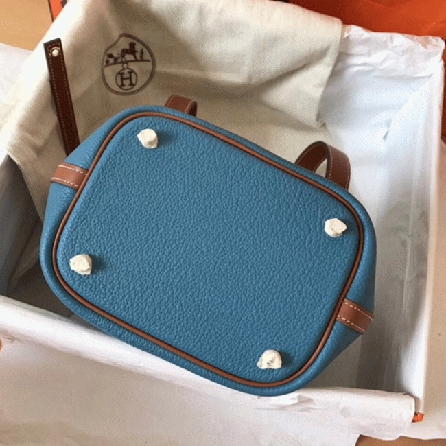 Blue jean 1:1 replica Hermes bicolor Picotin Lock 18cm handbag angle 2
