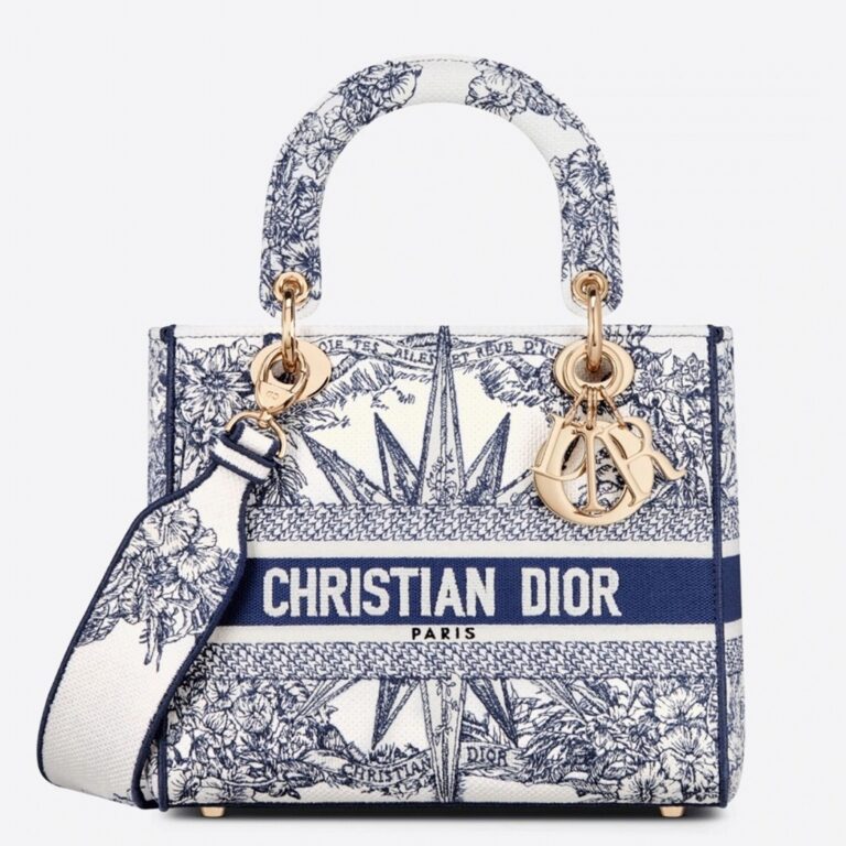 Dior Lady D-Lite Medium Bag Knockoff in Blue Multicolor Rêve d Infini Embroidery