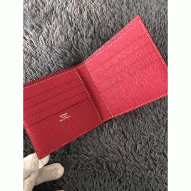 Rose red top fake Hermes Copernic compact wallet angle 4