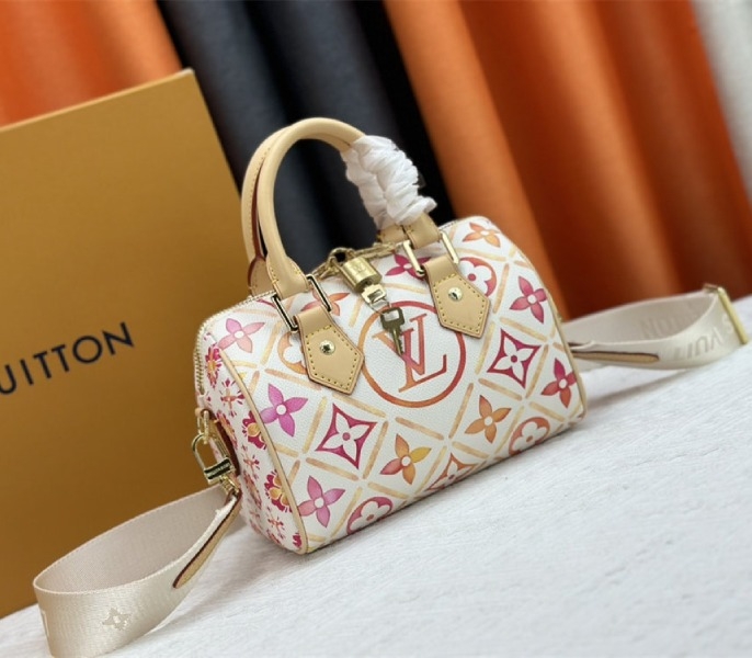 Louis Vuitton LV By The Pool Monogram Tiles Canvas Speedy Bandouliere 20 Bag In Coral angle 2
