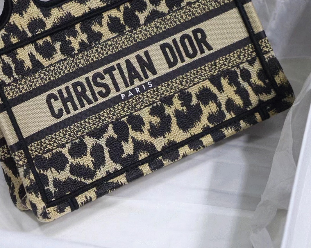 Dior Mini Book Tote Bag Knockoff in Beige Multicolor Mizza Embroidery angle 3