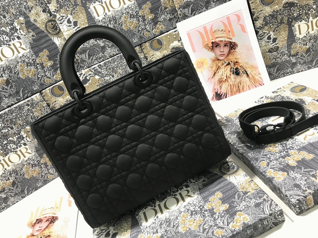 Dior Lady Dior Large Bag Knockoff in Black angle 5